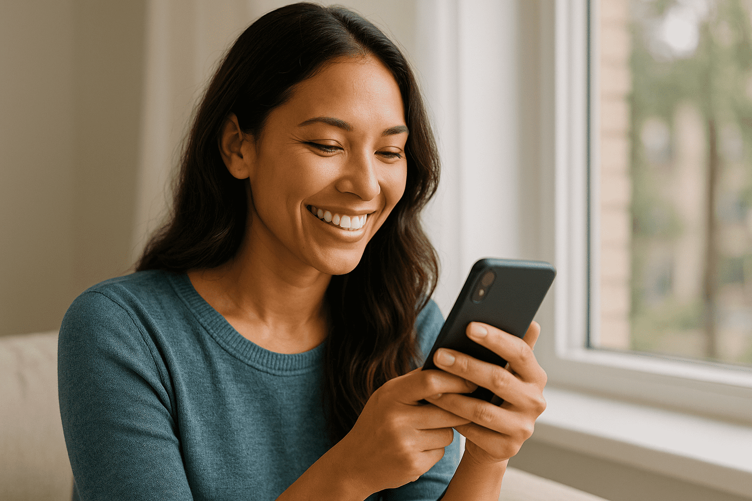 a woman see in mobile