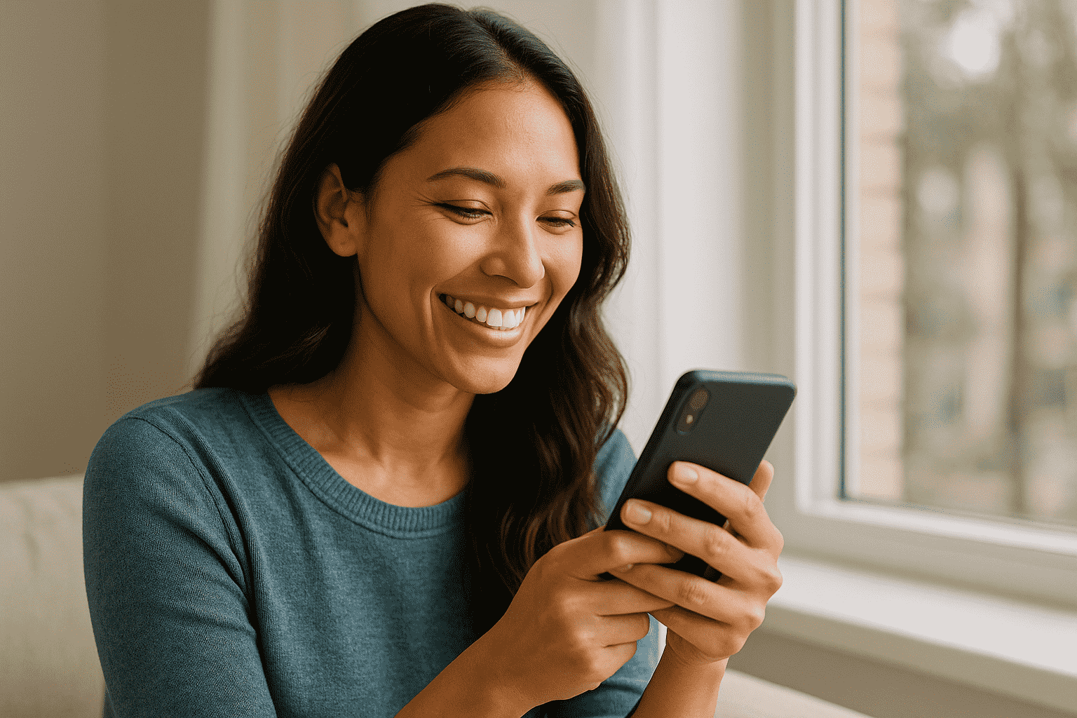 a woman see in mobile